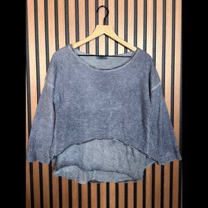Nina Kendosa Sweater OS Womens Blue Hi-Low Mohair Wool Blend Tunic